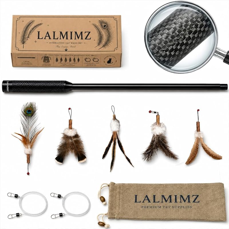 Brinquedo Varinha Interativa para Gatos com Penas e Haste Retrátil LALMIMZ, 1 Unidade