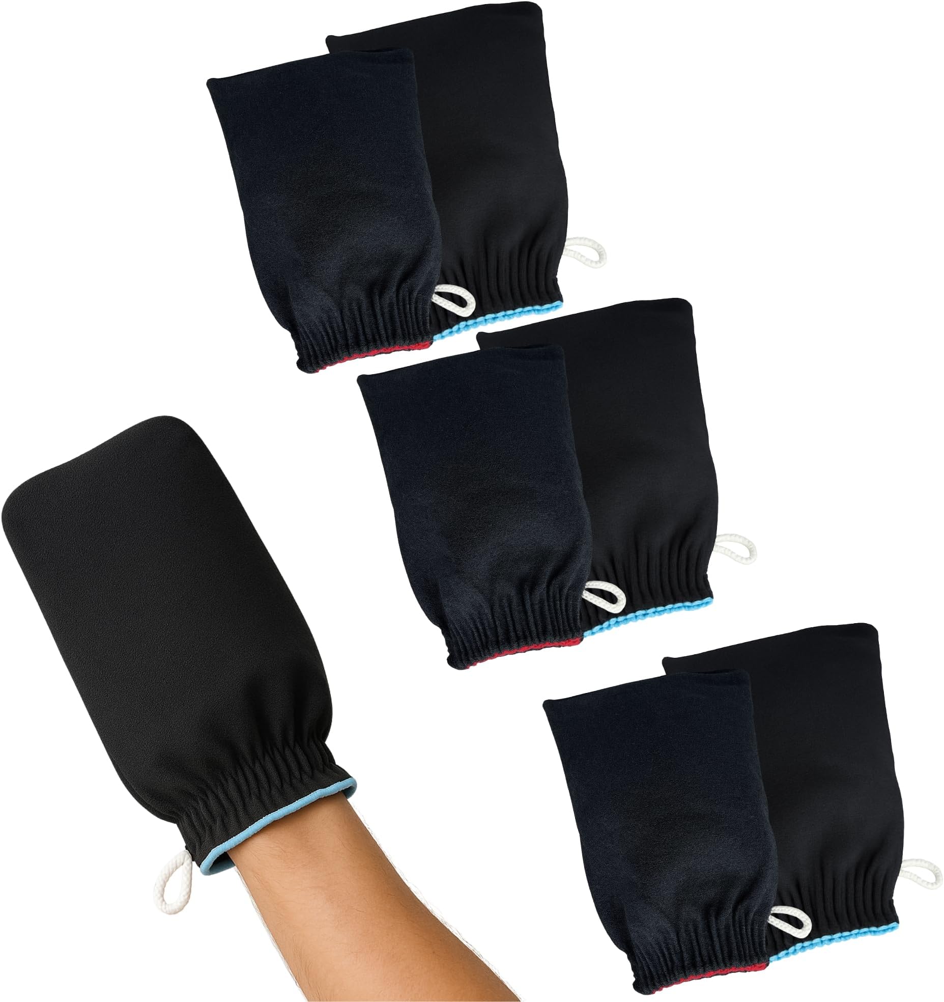 Black Bath Exfoliating Gloves for Body & Face | Unisex Spa & Bath Scrub Removes Dead Skin & Fake Tan | Shower Body Exfoliator Scrub | Dead Skin Exfoliator
