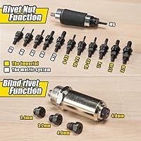 Vista 2 de HIFESON Herramienta de Tuerca de Remache, Adaptador de Taladro Eléctrico de Remache y Tuerca de Remache de Dos Funciones Kit de Herramienta