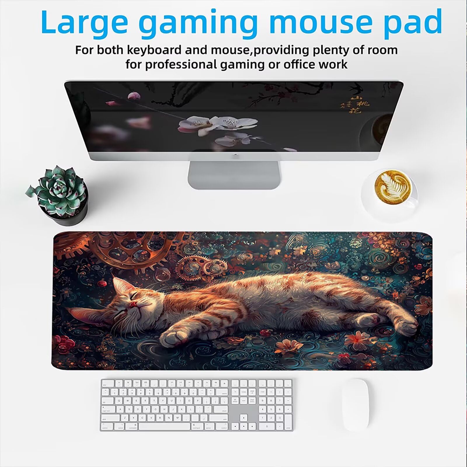 Podkładka pod mysz 1200 x 600 mm Podkładka pod mysz dla graczy, bardzo cienka podkładka na biurko Antypoślizgowa gumowa podstawa Lepsza szybkość i precyzja do komputera, komputera, uroczego kota pracy