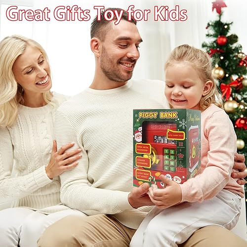 Miniatura 7 de Alcancía para niñas y niños, regalo de juguete de Navidad y cumpleaños para niños de 3, 4, 5, 6, 7, 8, 9, 10, 11, 12 años, cajero automático