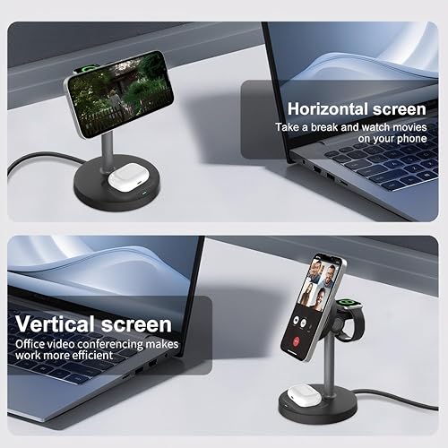 Miniatura 6 de 2025 Estación de carga inalámbrica 3 en 1 para iPhone 1615141312, Apple Watch 9Ultra 2, AirPods  Cargador rápido de 20 W, compatible con Mag-Safe,