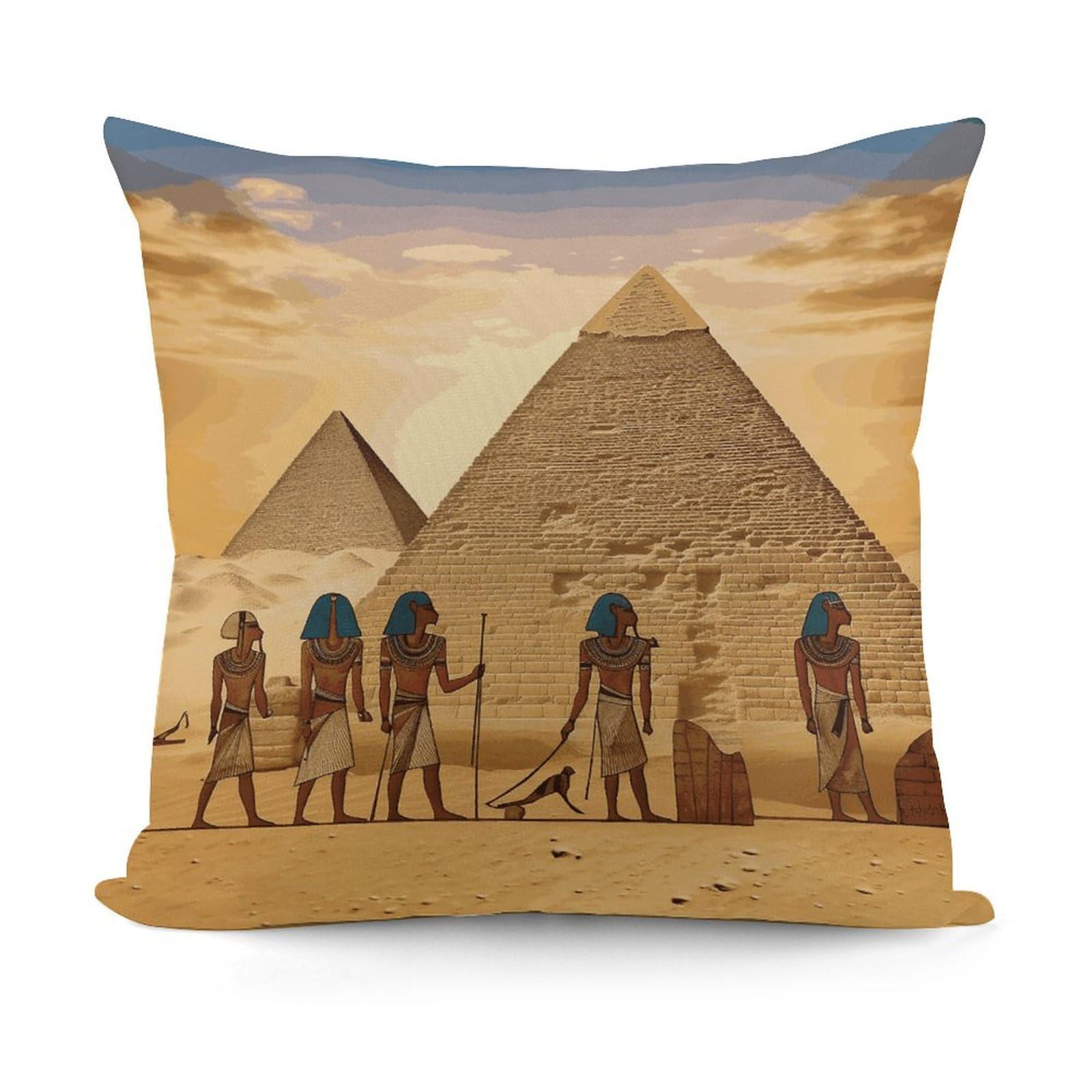 VstaDank Ancient Egyptians Throw Pillow Covers 18x18 Inch Soft Couch Home Decor Cushion Cover Comfortable Plush Square Cushion Case Farmhouse Decorative Pillowcase for Living Couch