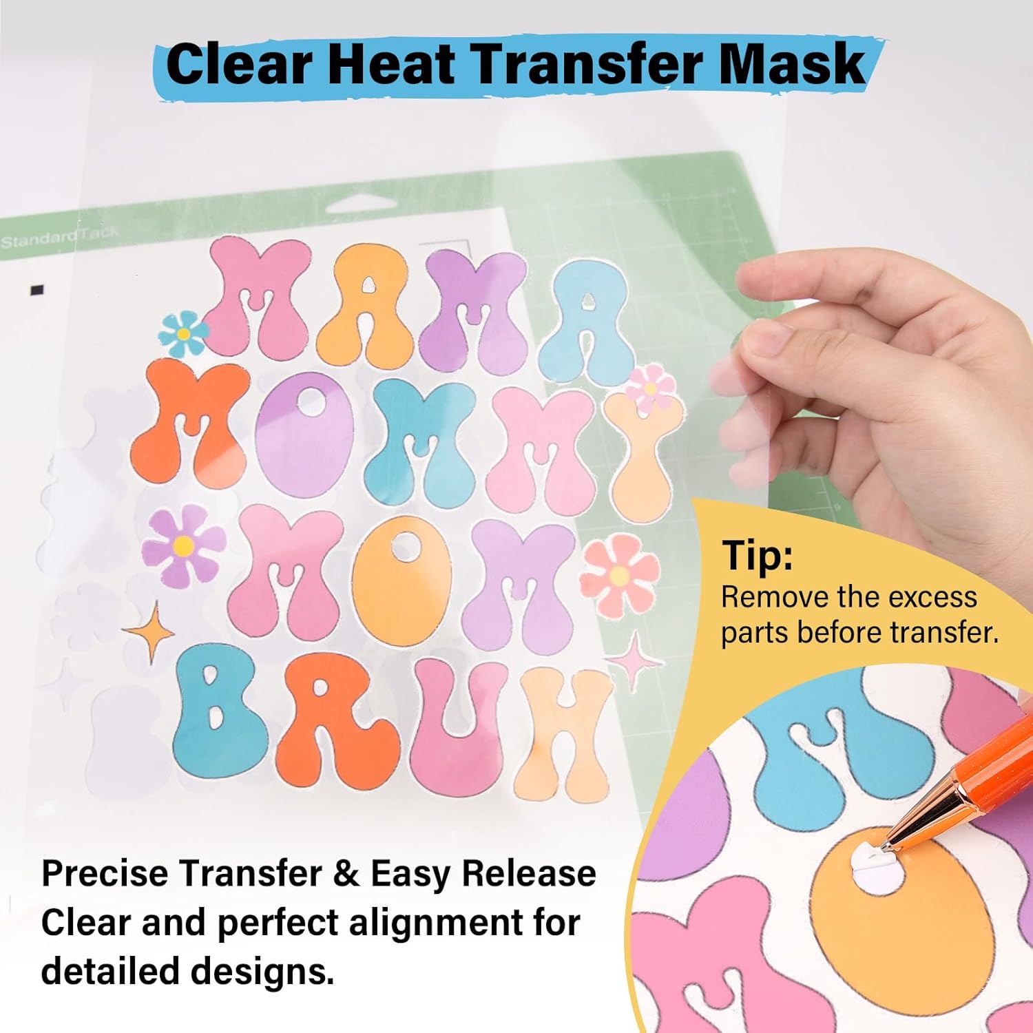 TECKWRAP Printable Heat Transfer Paper for T-Shirts 8.3" X 11.7" 15PCS Heat Transfer Vinyl for Inkjet Printer with Heat Transfer Mask 15PCS HTV Iron on Transfer Paper & 6PCS All-in-One Tool Set