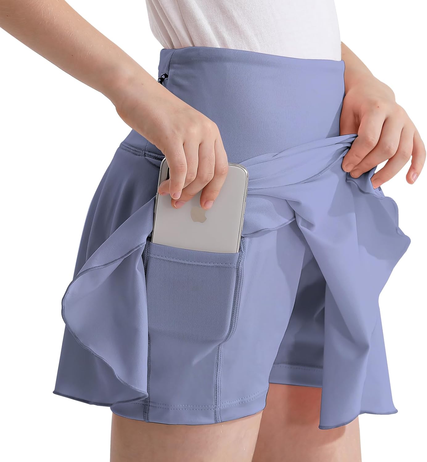 OEBLD Girls Athletic Skort High Waist Tennis Skirts with Shorts Butterfly Ruffle School Skirts with Pockets - Image 5