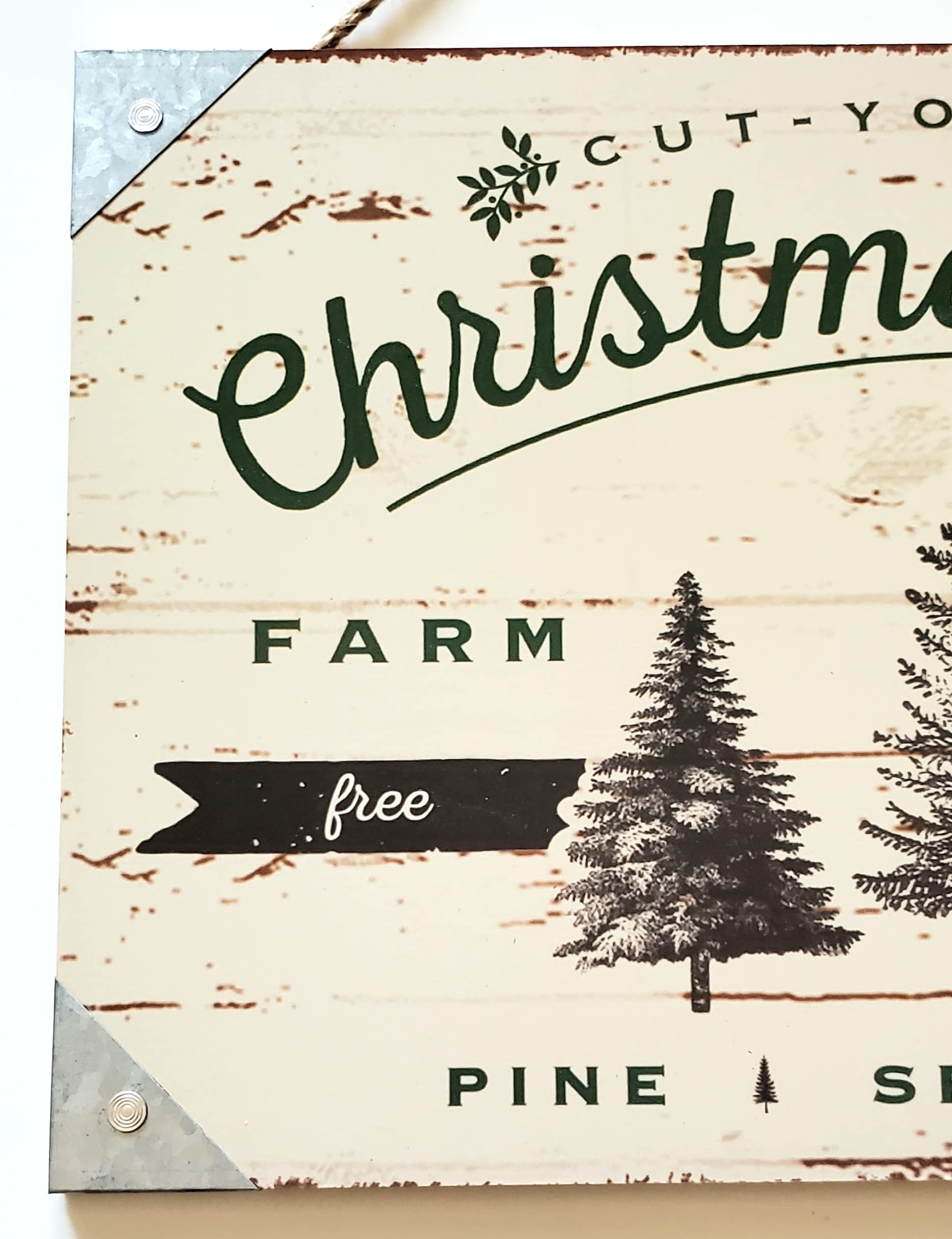 Pancarte de décoration murale à suspendre avec sapins de Noël