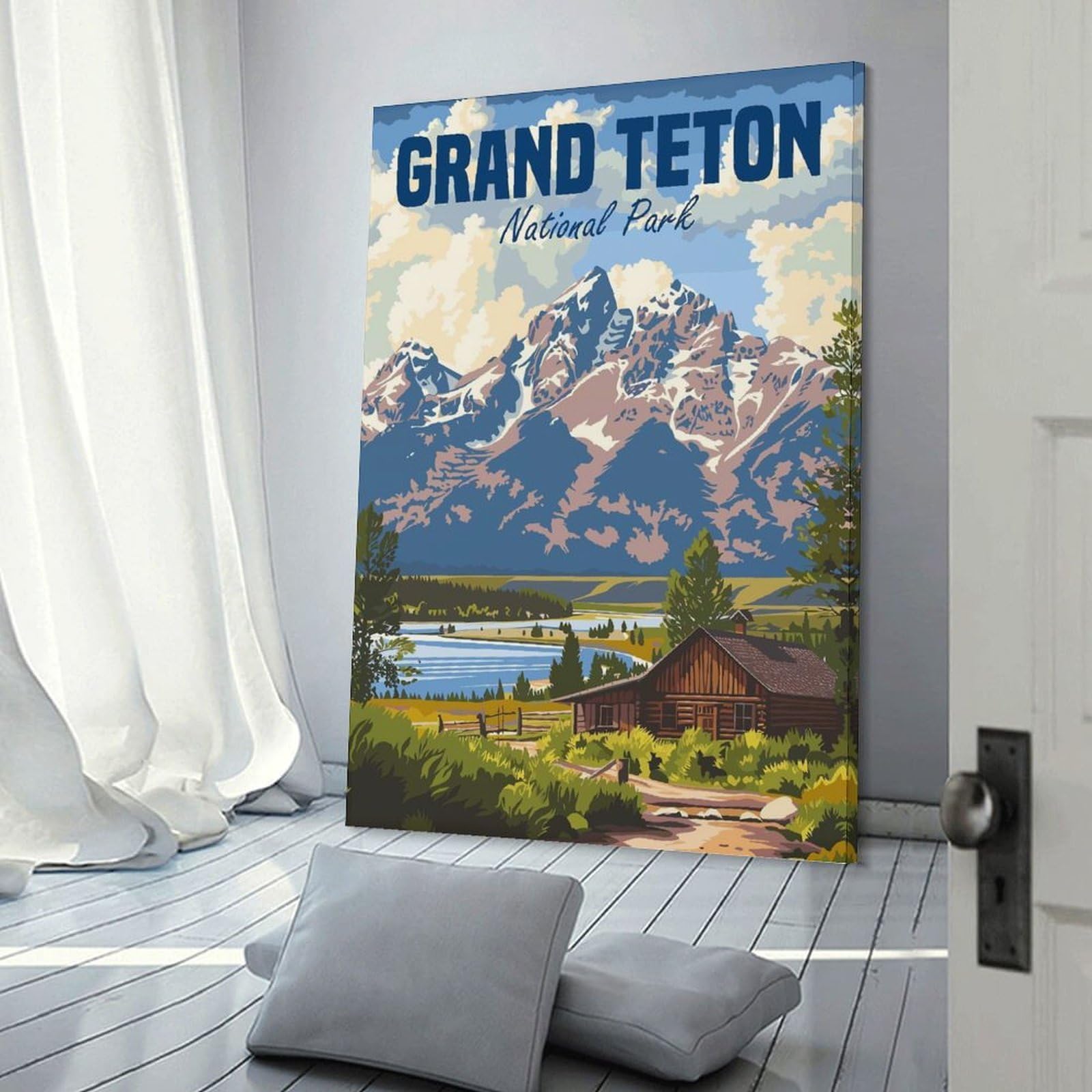 Junmoney Home Decor Wall Art Grand Teton National Park USA, 20x30inch(50x75cm), for New Homes, Bedrooms Or Workspaces, Decorative Present for New Homes
