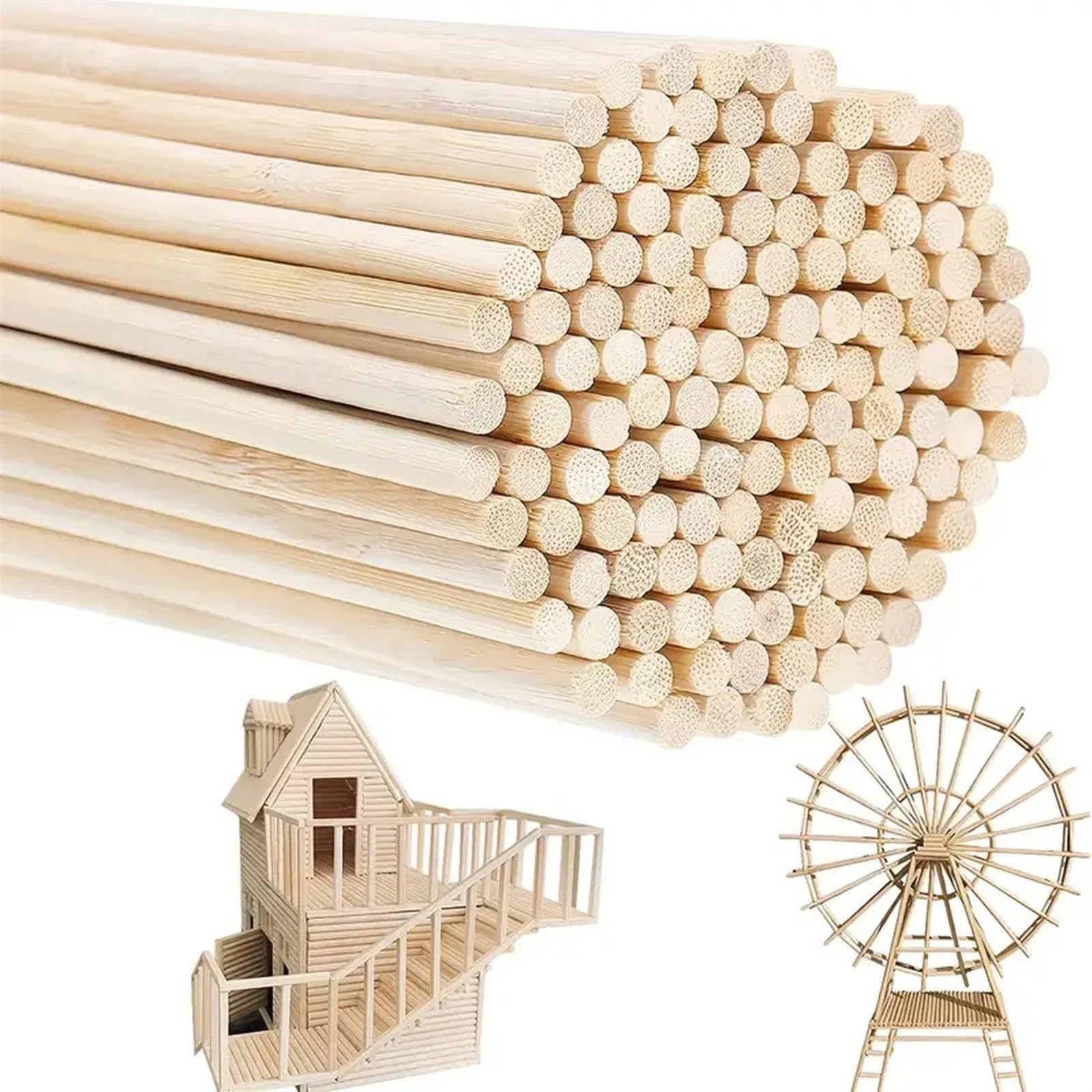 Bâtonnets en bois pour loisirs créatifs Bâtonnets en bois de 4 mm, matériel bricolage, 100 ou 500 pièces(500pcs)