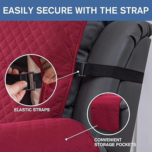 Vista 75 de XINEAGE Funda reclinable resistente al agua, fundas para sofá reclinable de 3 asientos con bolsillos, funda protectora acolchada gruesa para perros