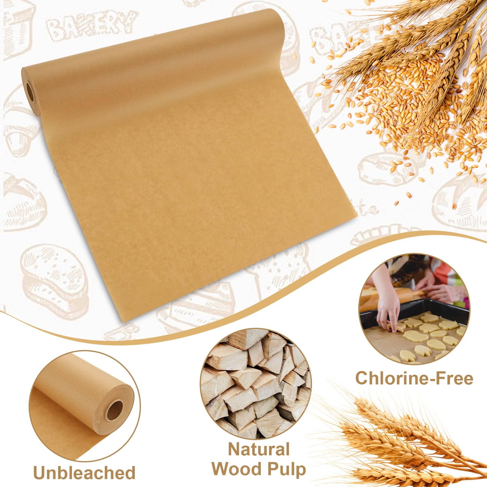 RHBLME 2 rotoli di carta pergamena, 38,1 cm x 60,1 m, carta pergamena per cottura, 250 mq, carta da forno antiaderente per cottura, griglia, cottura a vapore, cottura, friggitrice ad aria
