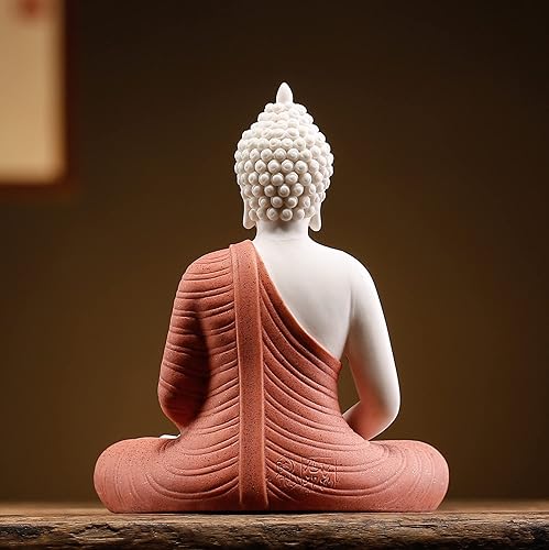 Miniatura 5 de Houlu Estatua de Buda roja de cerámica de 6 pulgadas para exteriores, estatua de Buda pequeña, estatua de Buda para decoración del hogar