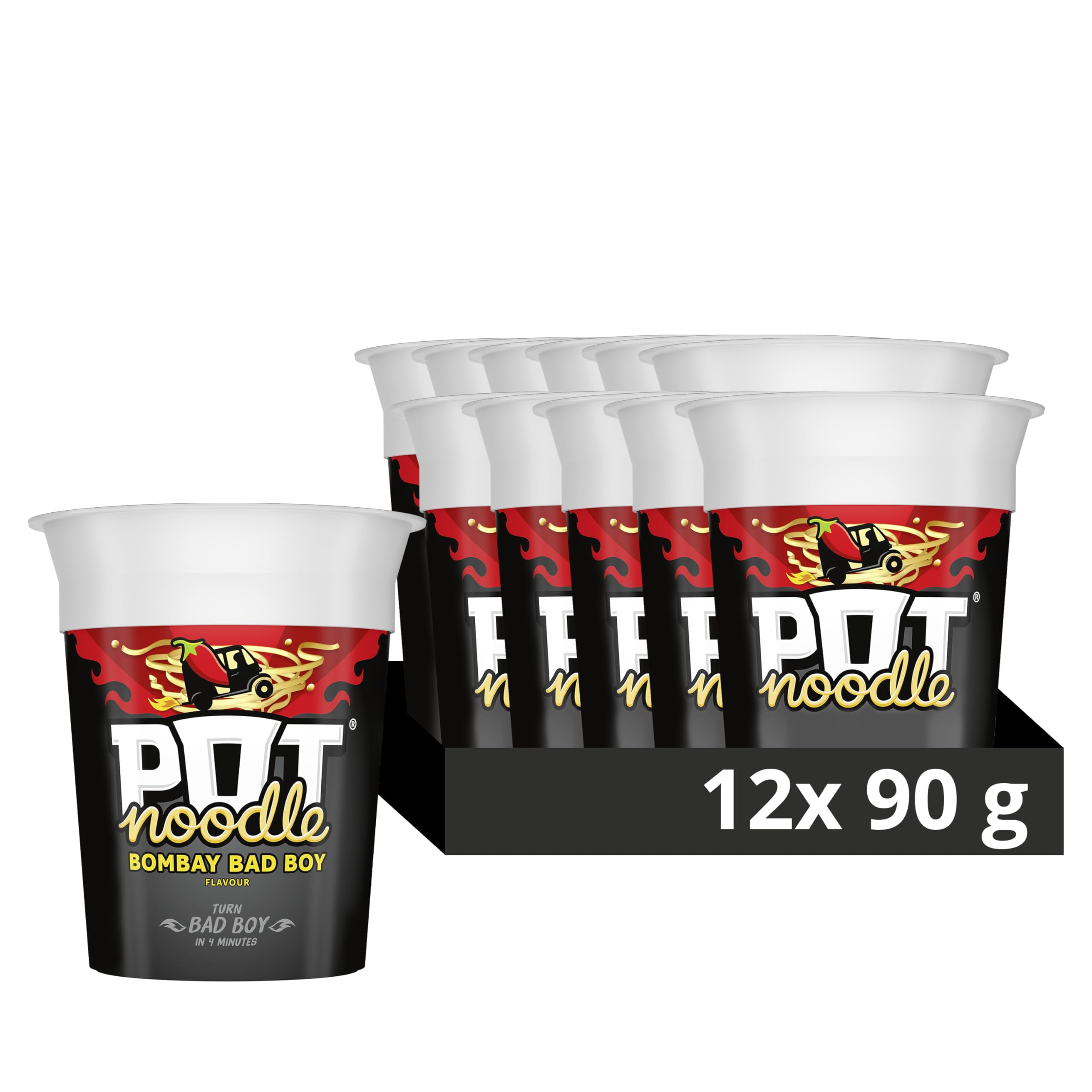 Pot Noodle Bombay Bad Boy Vegetarian Instant Snack Quick To Make Noodles 90 G 12 Pack