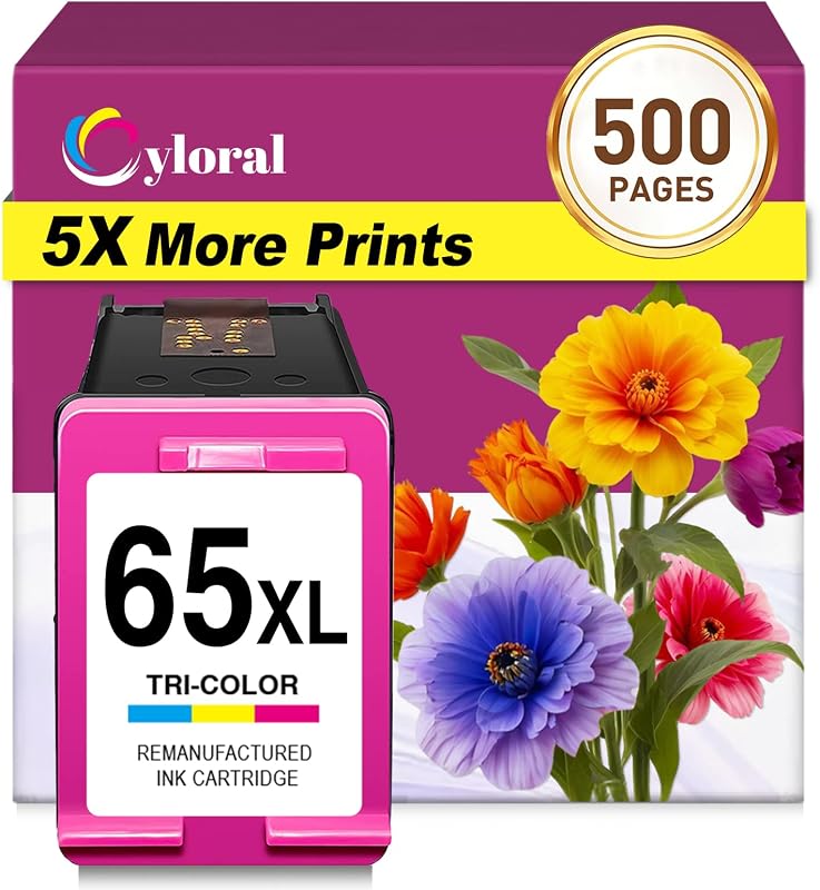 Remanufactured Ink Cartridge for HP 65XL 65 XL Color (1-Pack) | Compatible with HP DeskJet 2652 2622 2624 2680 2600 2652 3700 3720 3755 3758 3772, Envy 5000 5052 5055 5058