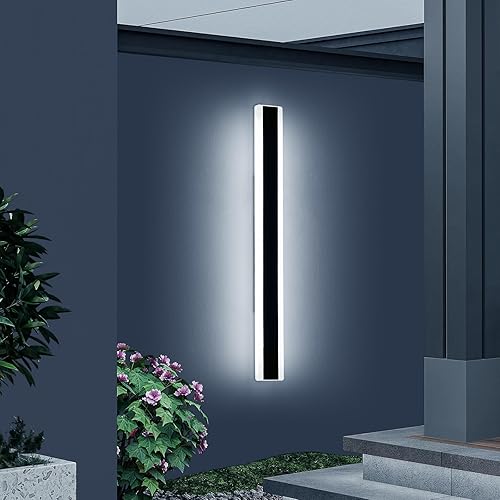 Vista 136 de Apliques de pared para exteriores de 47 pulgadas, regulables de 3000 K-6000 K, luces de pared larga para exteriores, IP65 impermeable, moderna