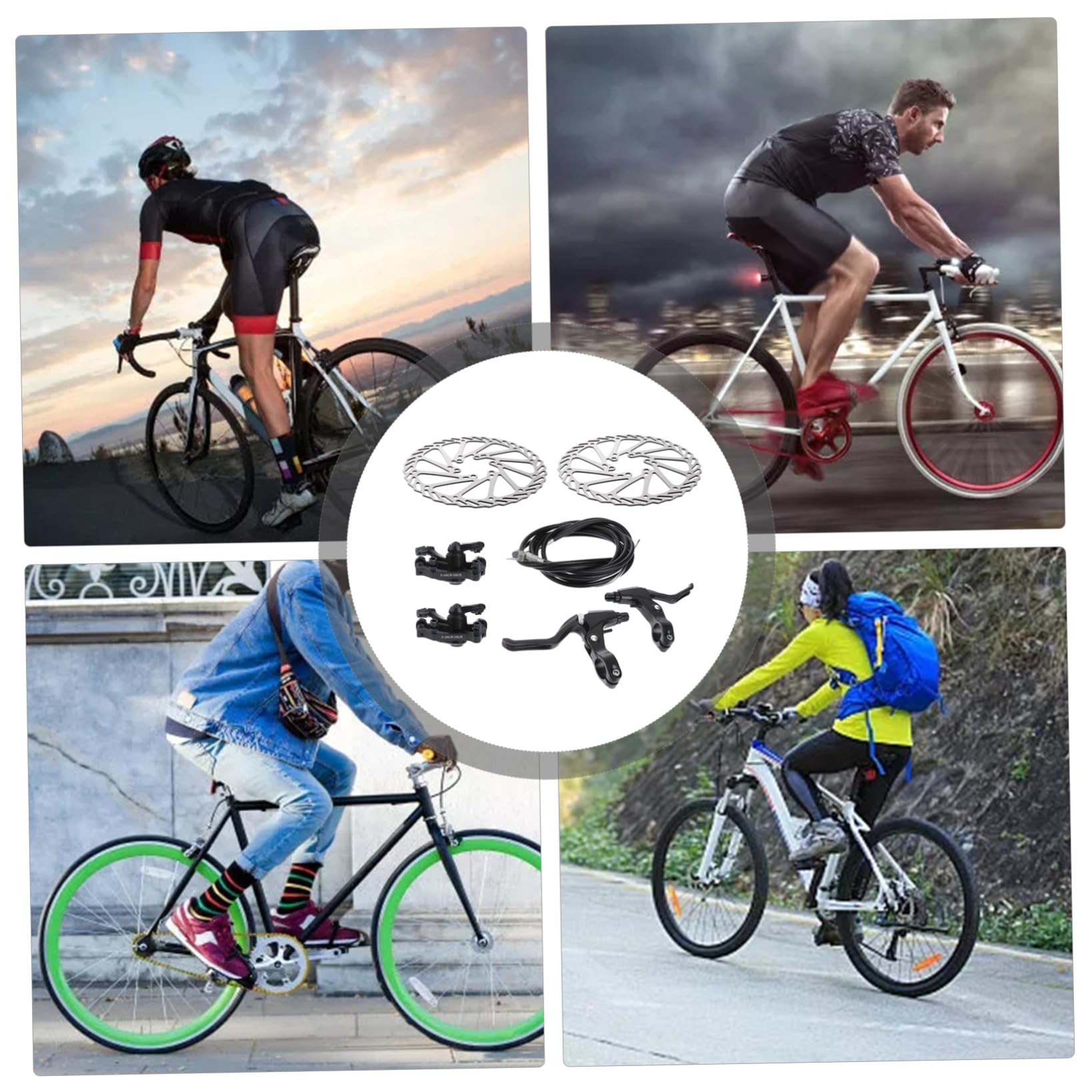Sosoport Fahrrad Scheibenbremsen Satz Mountainbike Rennrad Metallscheibe Bremshebel Schaltzug Bremsrotor für Offroad und Straßen