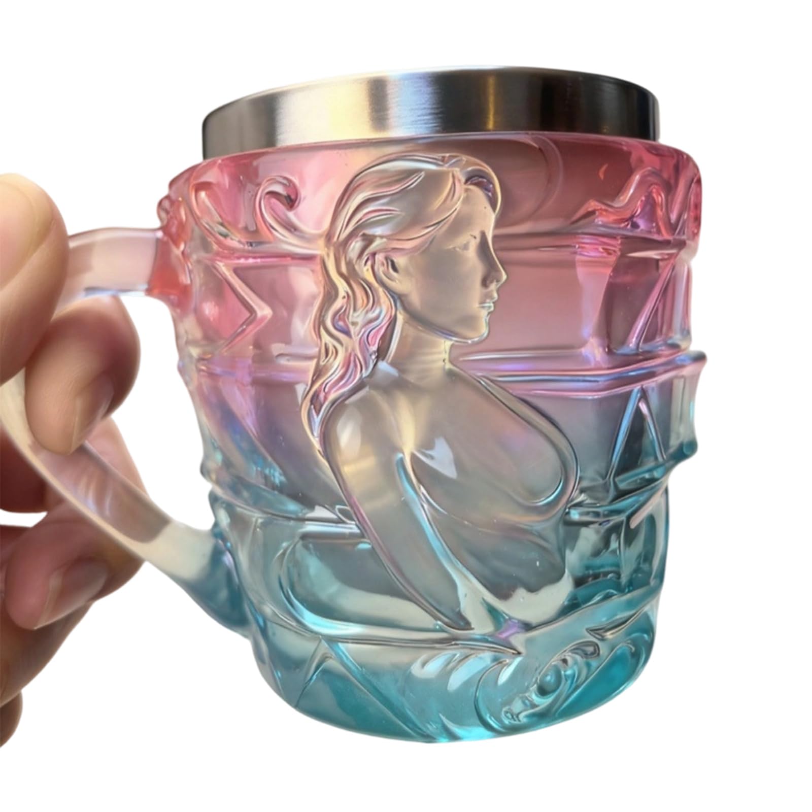 Buxuaaaa Beverage Drinkware Resin and Stainless Steel Mug for Cold Drinks Artistic Coffee Cup with Handle