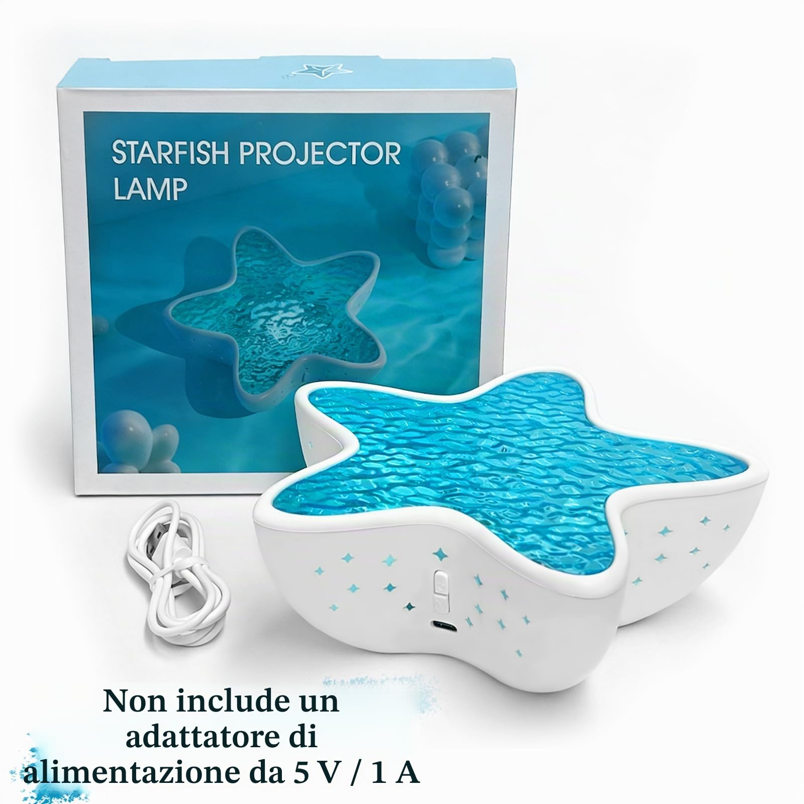 AmmToo Proiettore di cielo stellato a LED con effetto aurora, luce polare per bambini e adulti, luce notturna a forma di onda d'acqua con oscuramento a stella, proiettore di stelle
