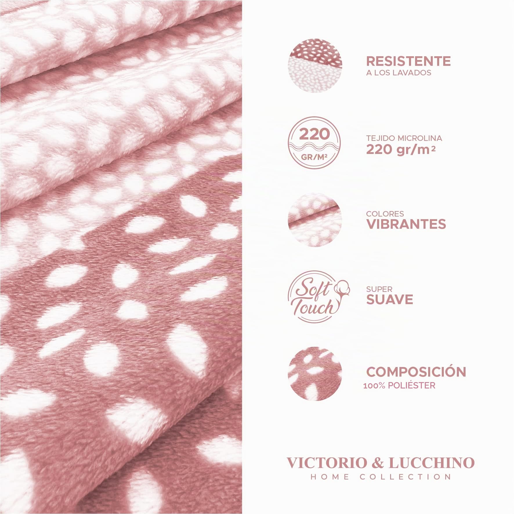 Victorio & Lucchino Juego de sábanas Coralina, térmica para Invierno, Tacto Suave - Modelo Araceli (150 cm, Rosa)