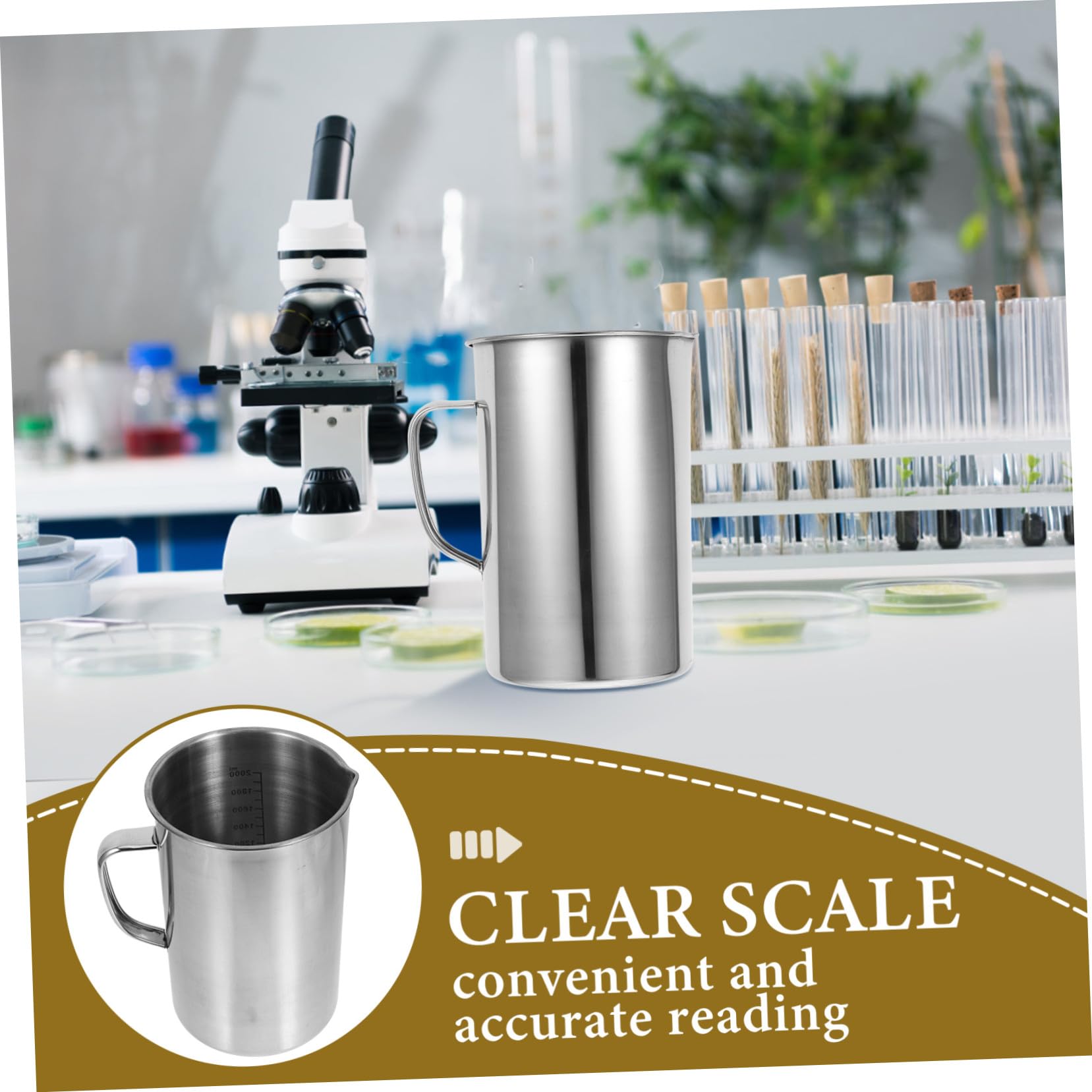Misurino con Marcature Precise Graduato da 2000 Ml in Acciaio Inossidabile e Design Antigoccia per Esperimenti Scientifici e Uso Laboratoriale