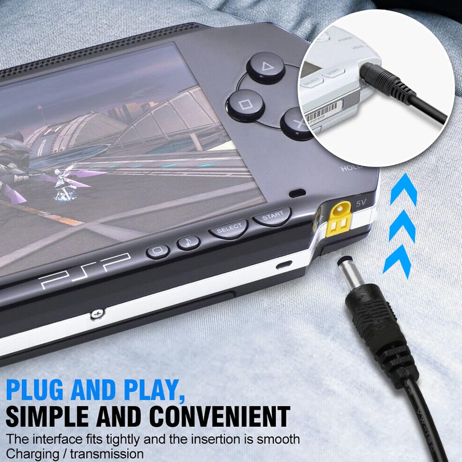 Toxaoii Replacement PSP 3000 Charger Cable, USB Portable Charging Power Cord Compatible with Sony PSP 1000 2000 3000 Series (PSP-1001, 2001, 3001) and E-1000 USB Data Cord (3.3FT)