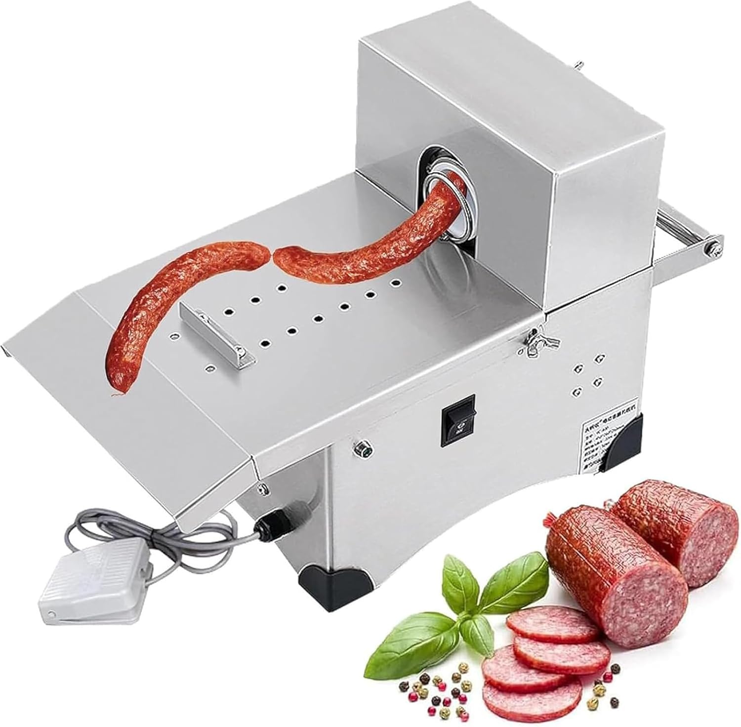 Electric Sausage Linker Machine, Automatic Sausage Tying Machine with Foot Pedal & Manual Mode, 2 Switch Modes 50mm/1.96inch Aperture Sausage Knotting Machine