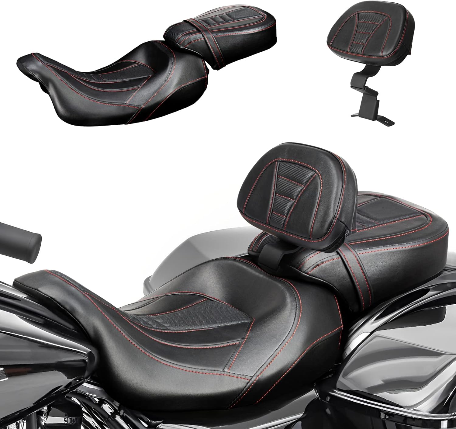 LowProfile Seats Rider Passenger Pillion Leather Seat with Front