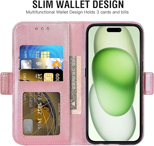 Miniatura 9 de Asuwish Funda tipo cartera compatible con iPhone 15 Plus de 6.7 pulgadas y protector de pantalla de vidrio templado, funda para teléfono celular con