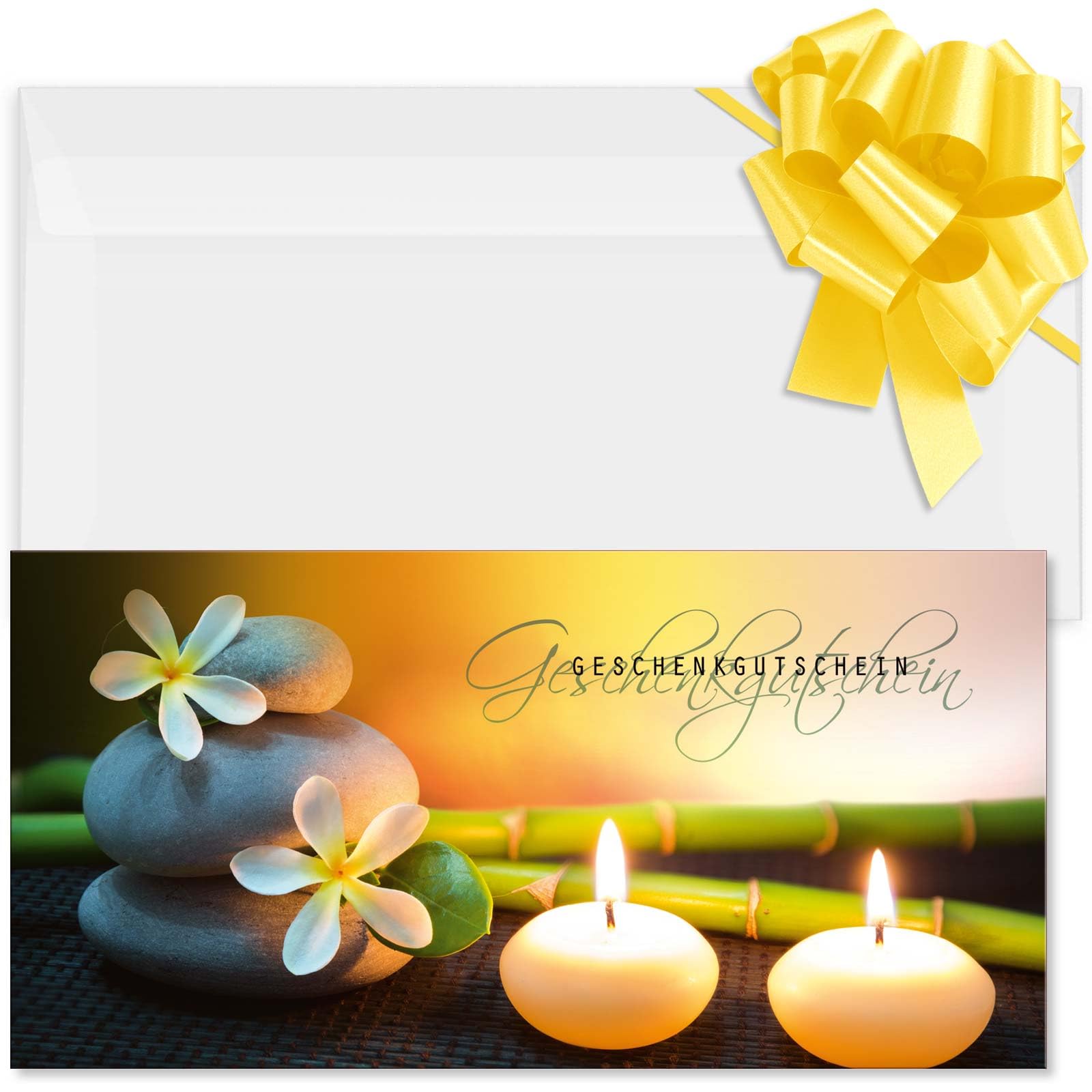 GESCHENKGUTSCHEINcom - 50 Geschenkgutscheine mit Umschlag & Schleife - Formulare mit Motiv für Kosmetiksalon Wellness Massageinstitut KS92202-50