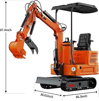 2650lb Mini Excavator, 90% Pre-Assembled with 13.5HP Gas Engine, Securely Shipped in Wooden Crate Packaging, Hydraulic Thumb, Quick Connect Attachments for Garden, Farm & Small Construction(+4)
