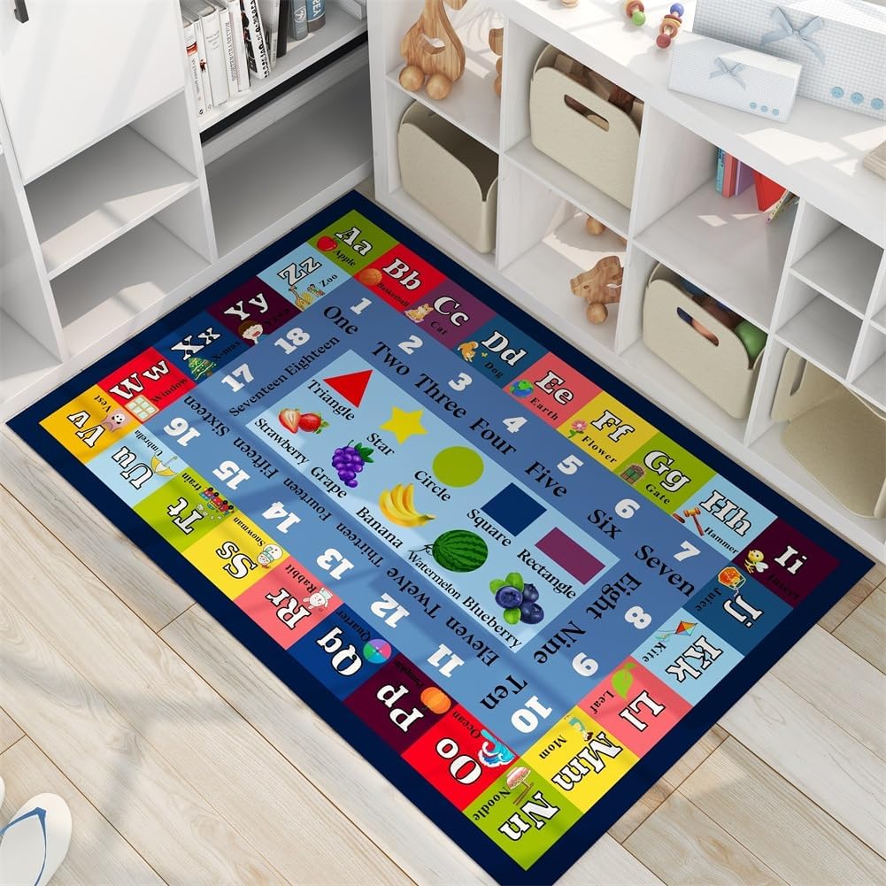 Educational Alphabet Rug for Kids, Fruit & Vegetable
