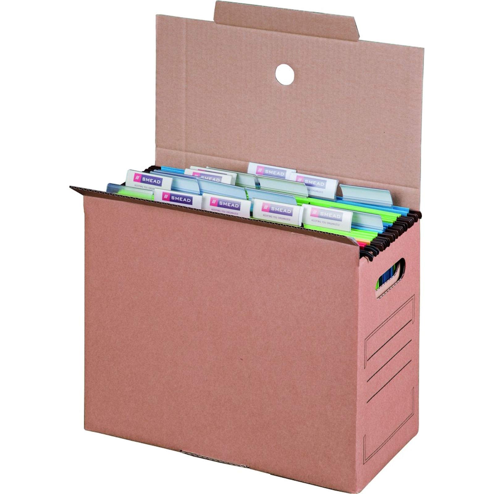 KK Verpackungen Archivbox für Hängemappen | 1440 Stück, 327x158x279mm | Wiederverschließbare Archivschachteln mit Grifflöchern, Beschriftungsfeld | 160mm Rückenbreite für 2 Ordner in Anthrazit