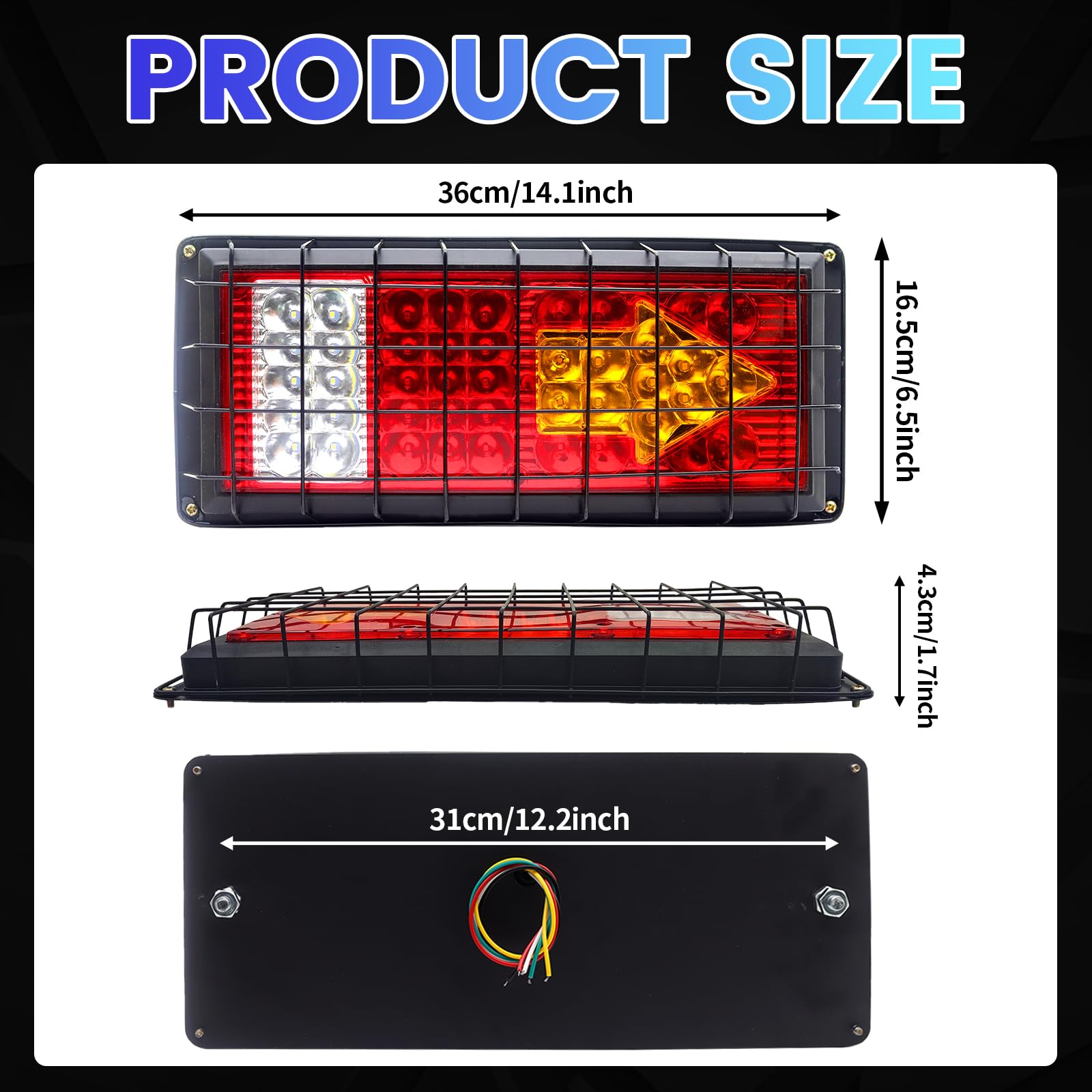 Luces traseras LED universales para remolque, camión, coche, barco, autobús (flecha cuadrada)