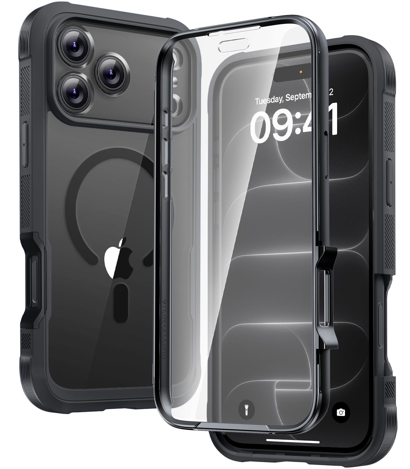 Diaclara Magnetic for iPhone 18 Pro Case with Screen Protector, Black