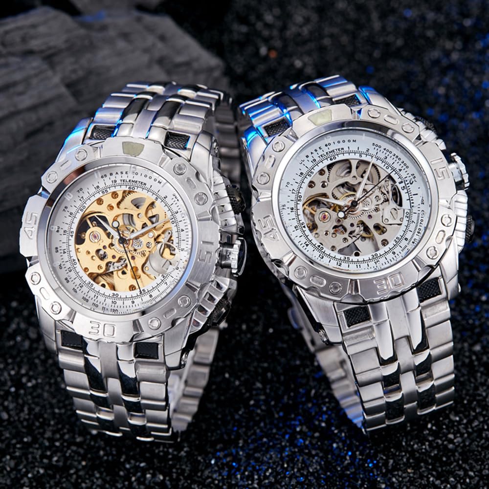 Reloj De Pulsera Mecánico Hombre, Reloj Automático, Esfera Esqueletizada, Reloj Automático De Moda, Correa De Acero Inoxidable, Lujosos Relojes De Hombre con Tourbillon Esqueletizado