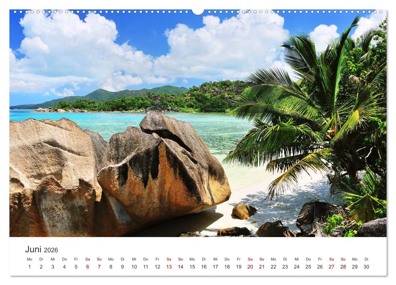 Traumstrände der Seychellen (Wandkalender 2026 DIN A2 quer), CALVENDO Monatskalender: Die schönsten Strände von Mahé, La Digue und Praslin (CALVENDO Orte)