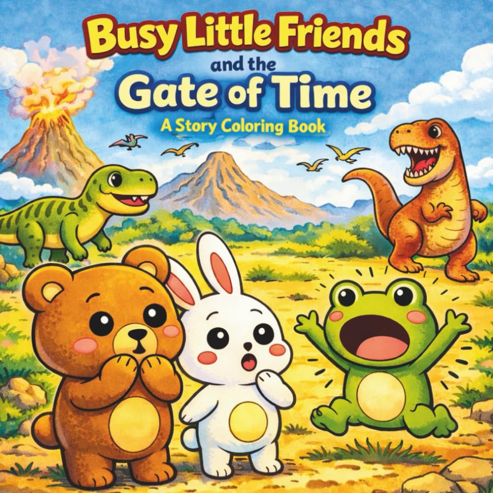 Busy Little Friends and the Gate of Time: A Story Coloring Book