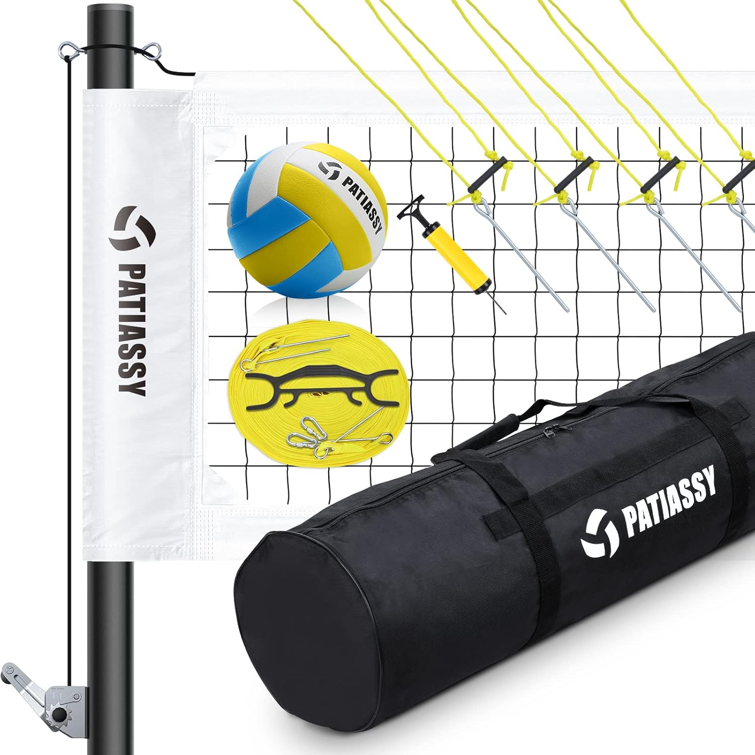 Patiassy Portable Professional Outdoor Volleyball Net Set with