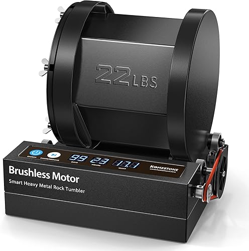 Vaso de roca profesional extragrande de capacidad de 22 libras con motor sin escobillas y base de metal, pulidor de piedra resistente para adultos