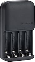 Amazon Basics 4-Bay NiMH AA AAA Battery Charger - Fast Charging, Individual Bays, Foldable US Plug, Black