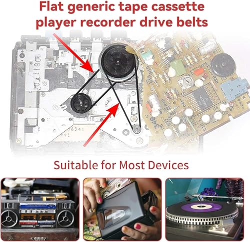 Miniatura 6 de Bandas de Goma para Grabadora - Reparación, Mantenimiento, Mezcla para Grabadora de Casete, Bandas de Goma Planas para Máquina de Cinta de Casete
