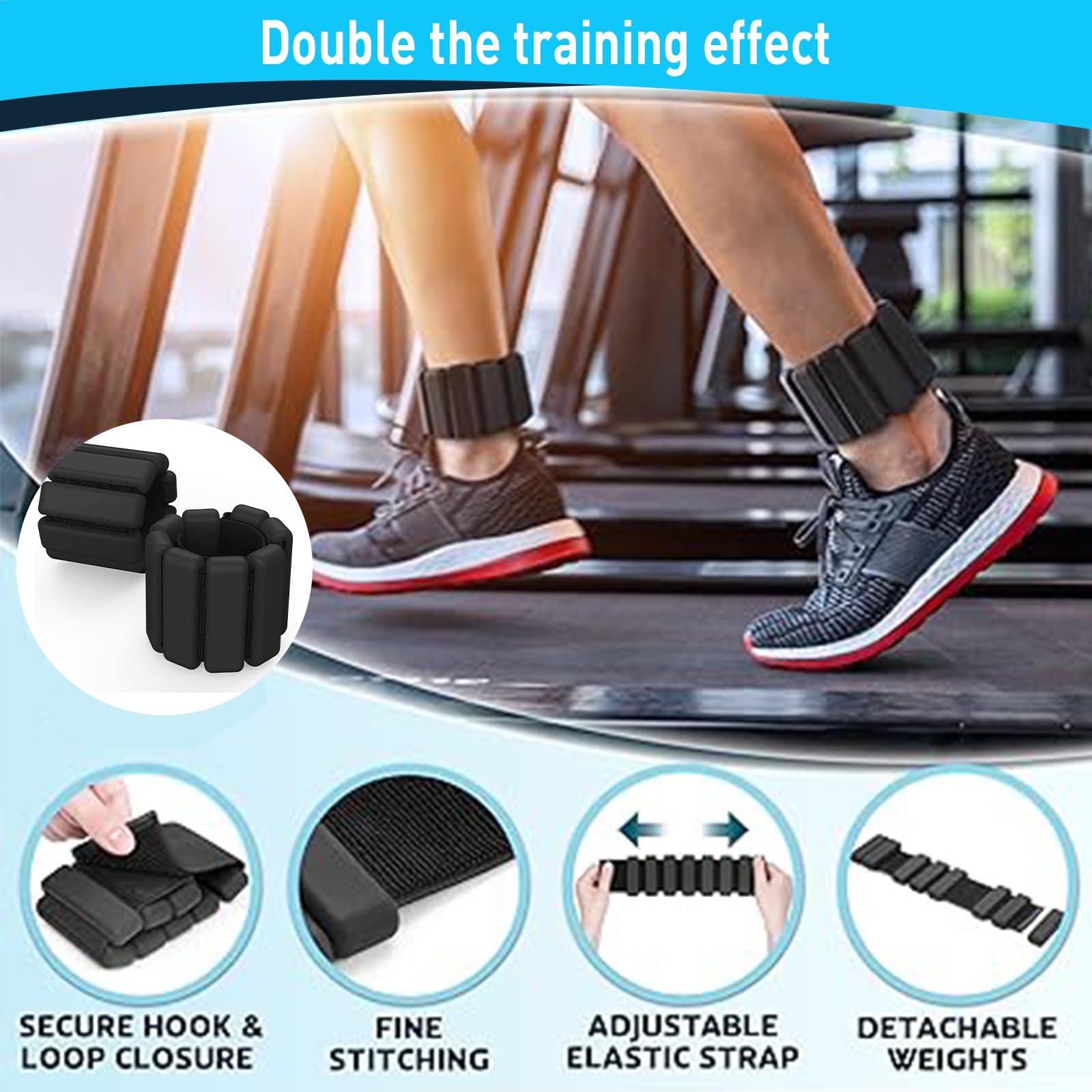 Wrist & Ankle Weights for Women Wearable Strong Arm & Leg Weights Set of 2(1Lbs Each) - Image 4