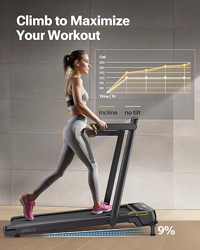 Miniatura 3 de Smart Treadmill with 9% Auto Incline, Hiking and Running Walking Pad Treadmills for Home Office, Treadmill with UREVO APP, AI Powered Music Course,