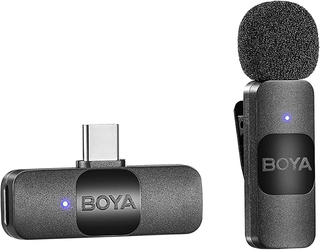 Boya BY-V10 Bezprzewodowy mikrofon USB-C, mini, z redukcją szumów, kompatybilny ze smartfonem z systemem Android, ze złączem typu C, laptopem, do YouTube, podcastów, Facebooka, nagrywania vlogów