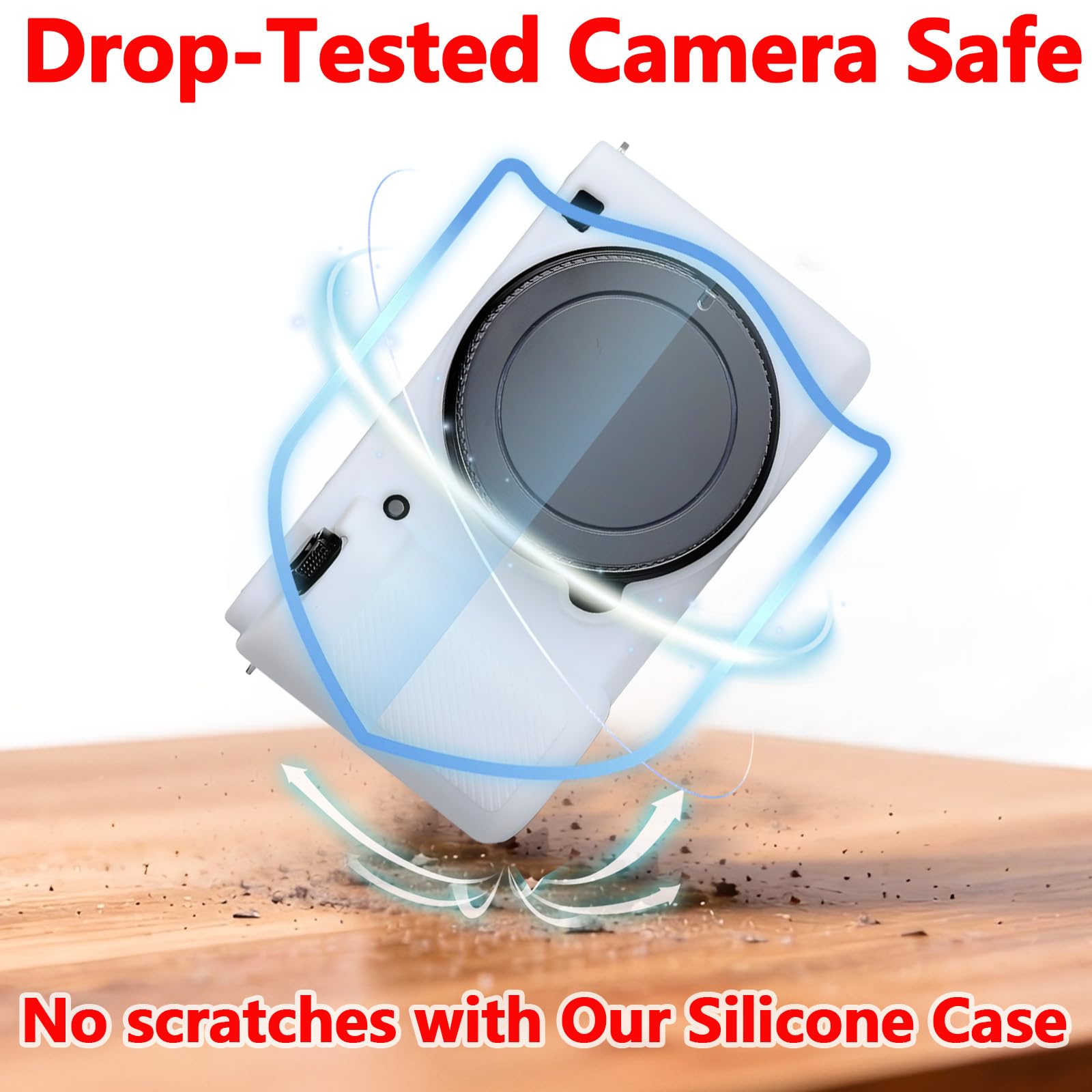 Étui de protection en silicone souple compatible avec les appareils photo Sony ZV-E10 / ZVE10, peau en caoutchouc léger avec accès complet et ouverture au fond, Blanc., Accessoire pour