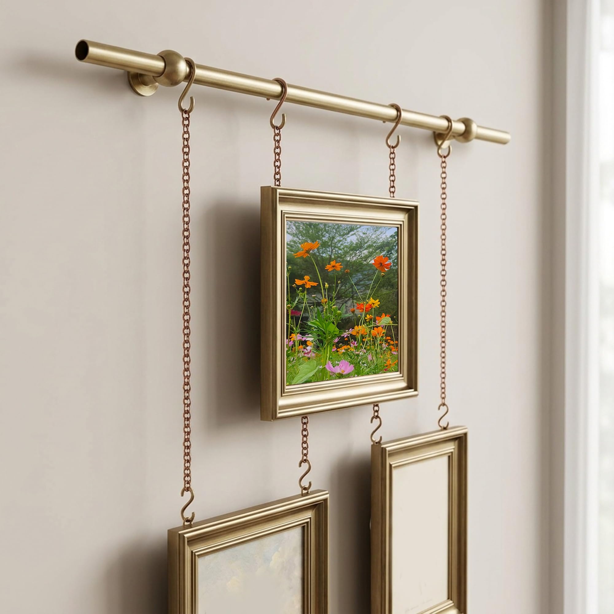 System de colgado con riel para cuadros, kit de alambre de latón para colgar obras, ideal para decoración de paredes estilo museo y galerías domésticas(250cm/98.4in)