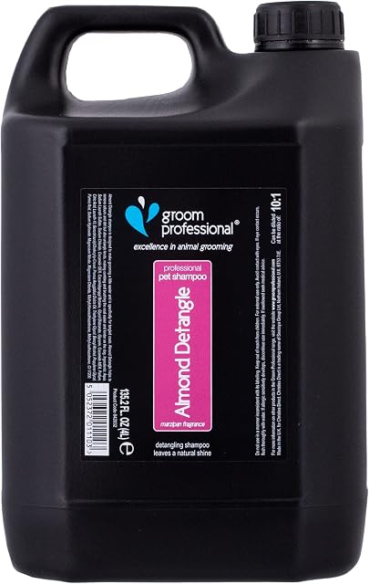 GROOM PROFESSIONAL Almond Detangle Dog Shampoo, Excellence in Animal Grooming, Removes Matts and Tangles, Dog Coat Types, Made in UK, 4 Litre