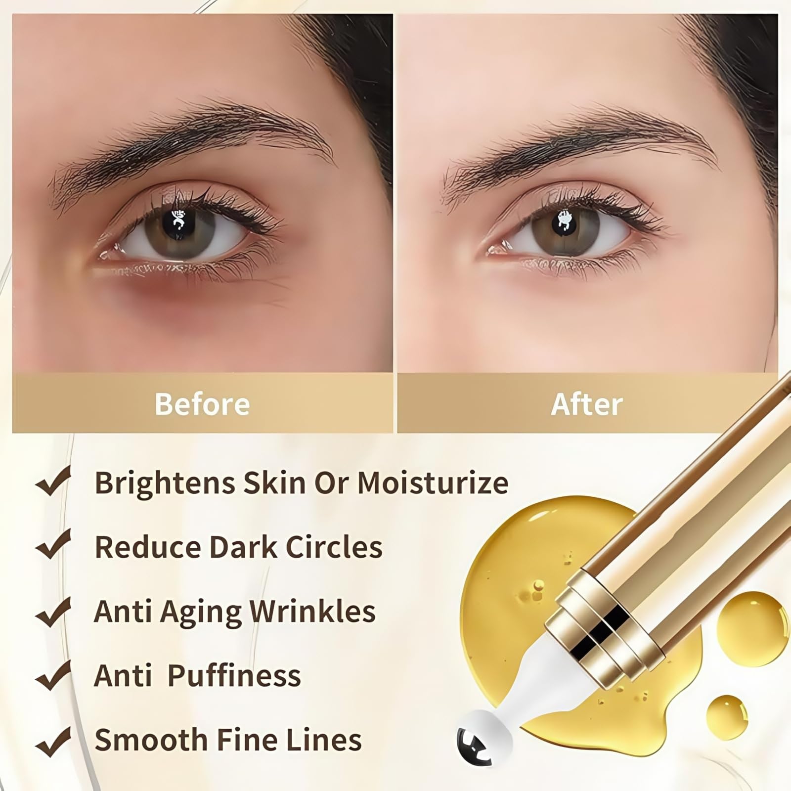 Eye Serum for Dark Circles and Puffiness,Eye Cream for Dark Circles,Caffeine Eye Serum,Under Eye Cream Anti Aging for Puffiness and Bags,Under Ey/e Ser-um,E-ye Wrinkle Cr-eam,E-ye Cr-eam Da-rk Circles - Image 3