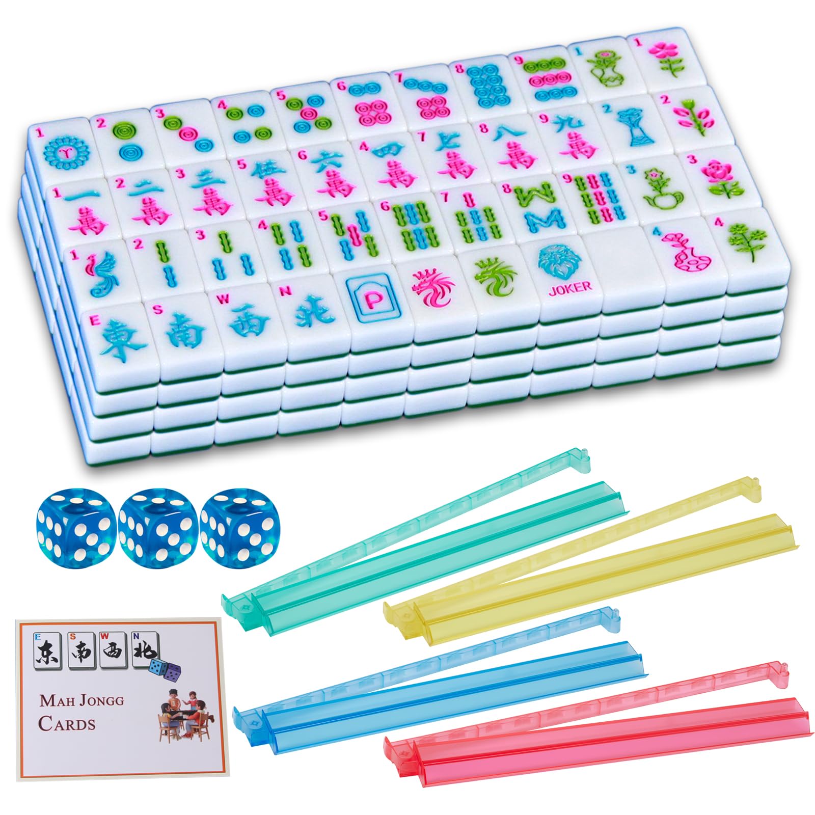 YINIUREN White American Mahjong Set 166 Mahjong Tile Set 1.2-inch American Mahjong Tile Set Made of Melamine
