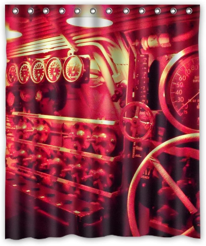 Red Military navy submarine Shower Curtain Measure 60"(w