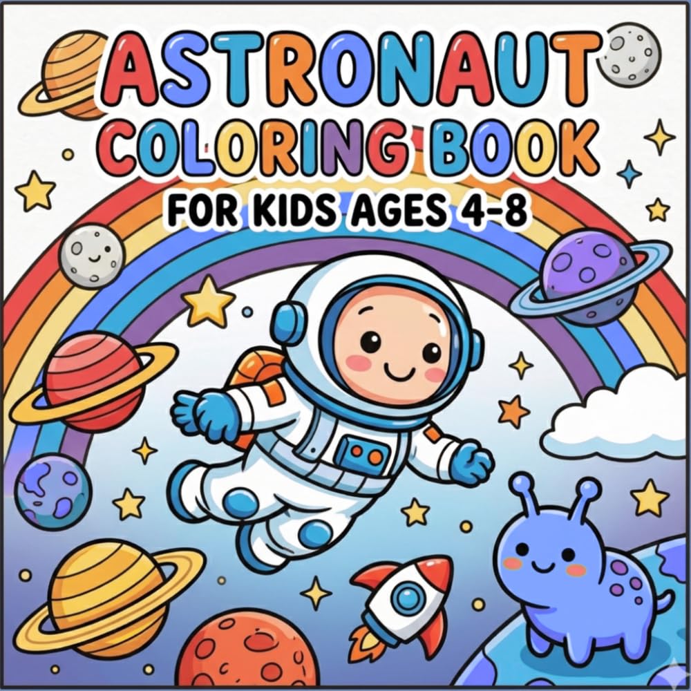 Astronaut Coloring Book: Fun & Easy Space Coloring Pages for Kids Ages 4–8 | Cute Astronauts, Aliens, Rockets & Planets (Cute & Easy Coloring Books for Kids)
